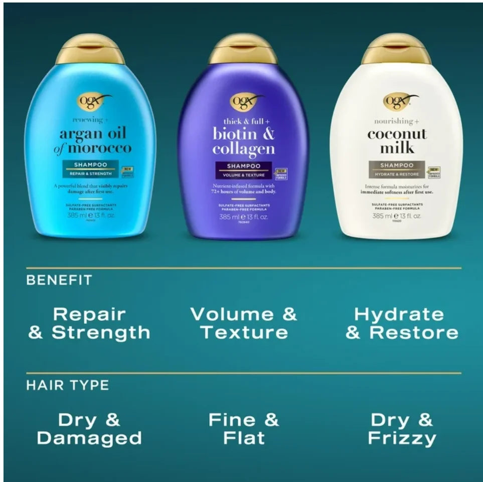 OGX Thick & Full + Biotin & Collagen Volumizing Hair Shampoo and Conditioner Duo, 13 Fl Oz