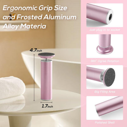 KOYYTO Electric Foot File 600 RPM Motor 360-Degree Rotation Aluminum Alloy Cuticle Remover for Home & Nail Salon Gentle Plug-In Tool Footcallusremover Nail Drill