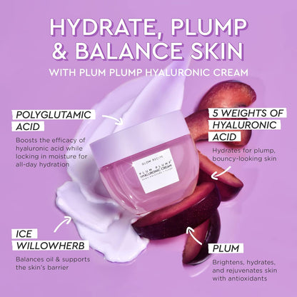 Plum Plump Hyaluronic Acid Face Cream, Travel Size - Hydrating, Firming & Plumping Facial Moisturizer for Women & Men - Korean Skin Care with Polyglutamic Peptides for Dry Skin (20Ml)